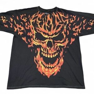 Personal Fears Hellfire Flaming Skull Graphic T-Shirt
